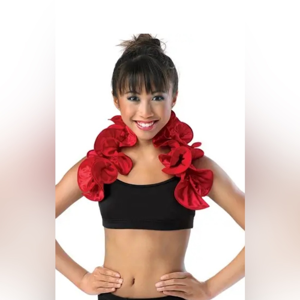 Balera Curly Satin Shrug 6513 Red Ruffle Dance Costume Dancewear